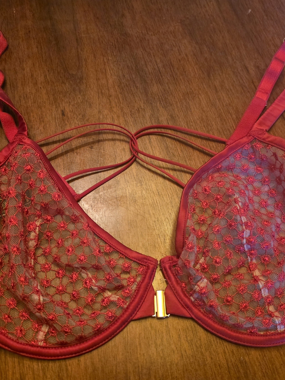 Victoria’s Secret VERY SEXY Starburst Unlined Demi Bra Brazilian Red 36DD